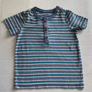 Tea Collection Short Sleeve Henley Tee Indian Teal Size 6